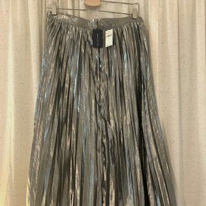 NWT Size 6 Gap Silver Metallic Pleated Skirt